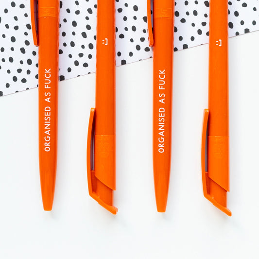 Organised As Fuck Orange Recycled Eco Ballpoint Click Pen