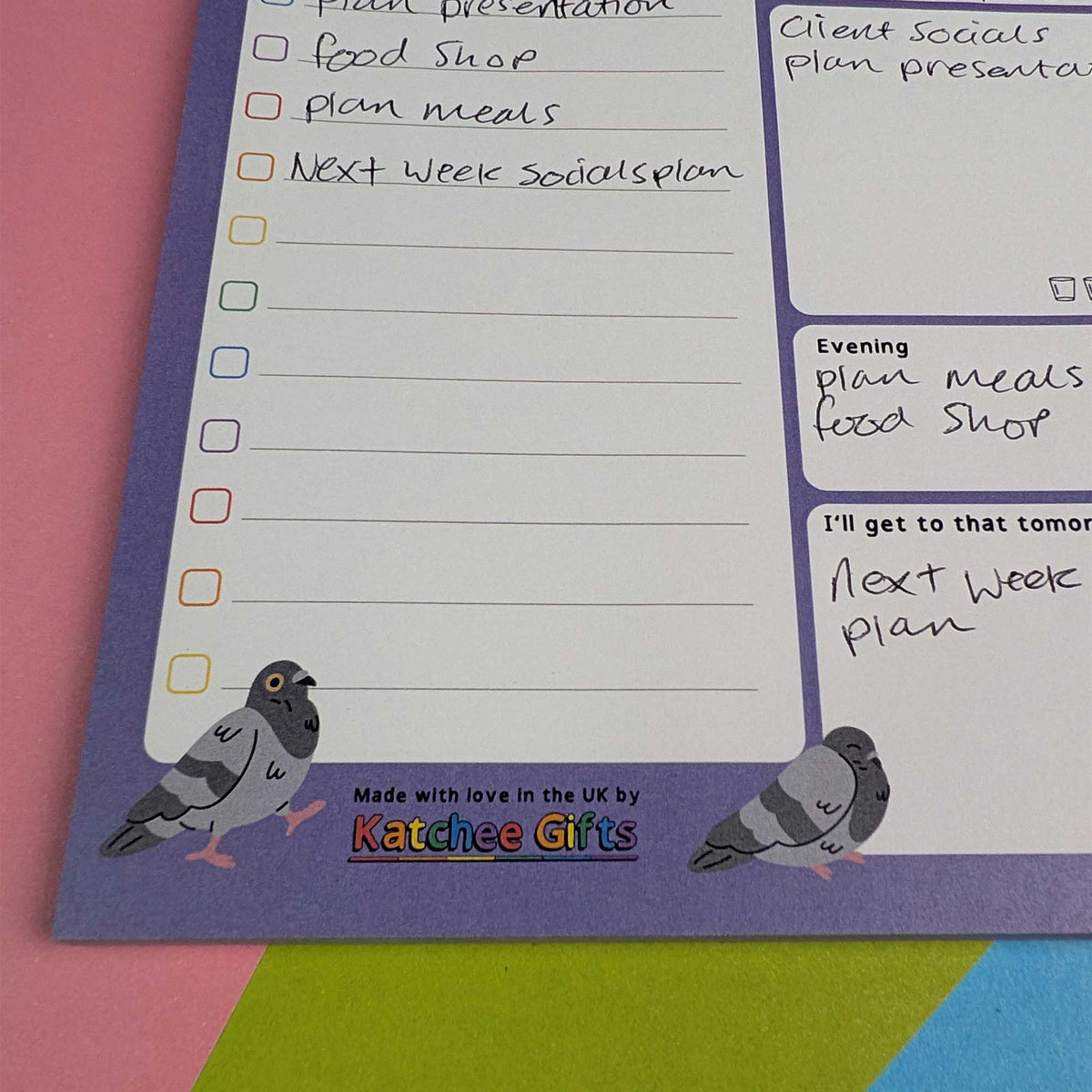 Pigeon themed A5 daily planner - PRINT ON DEMAND