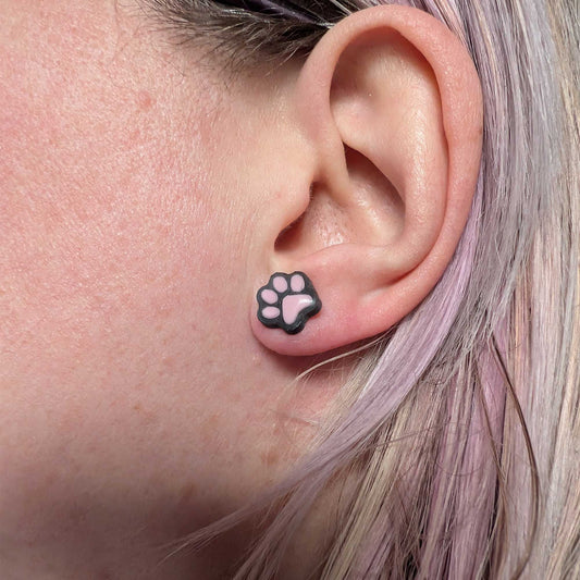 Paw print stud earrings