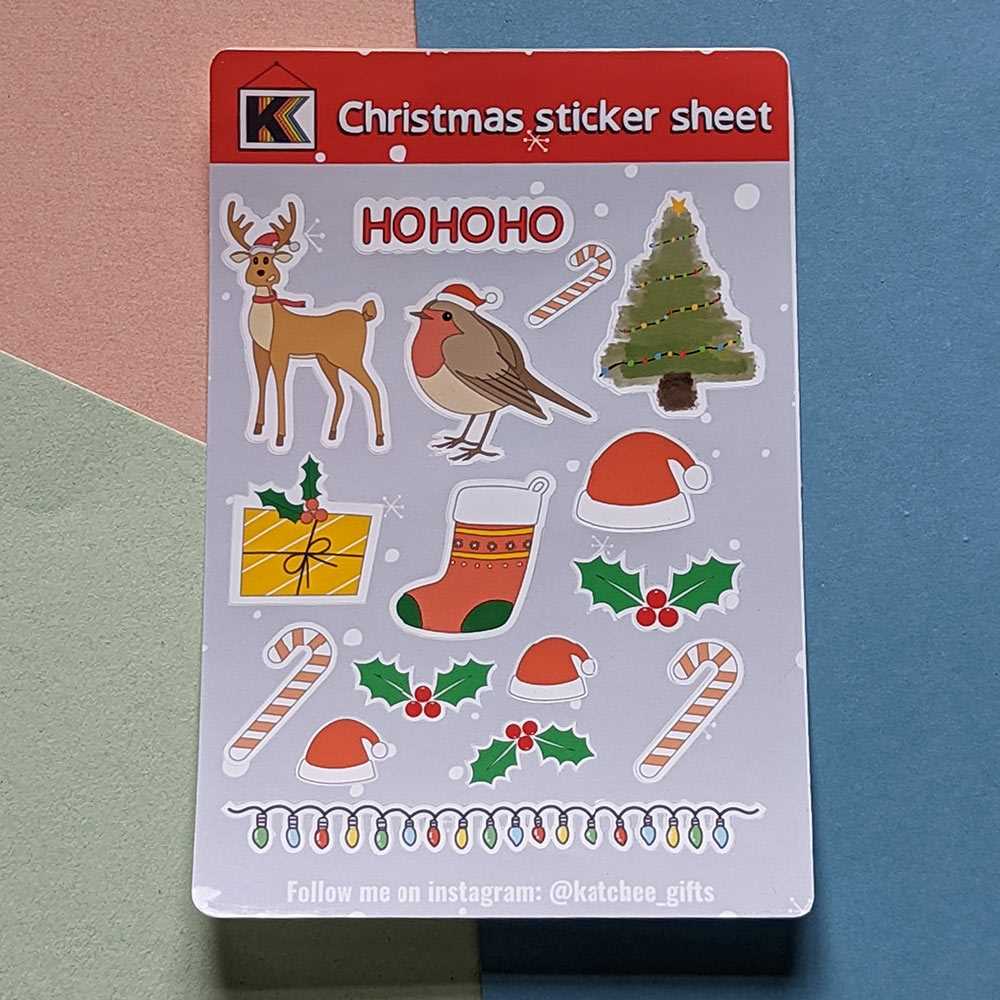 Christmas sticker sheet, Planner, Journal, wrapping paper stickers