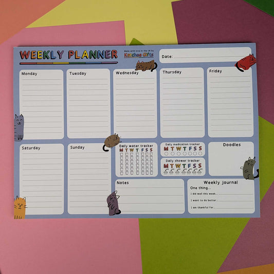 A4 Weekly planner desk pad - cats theme