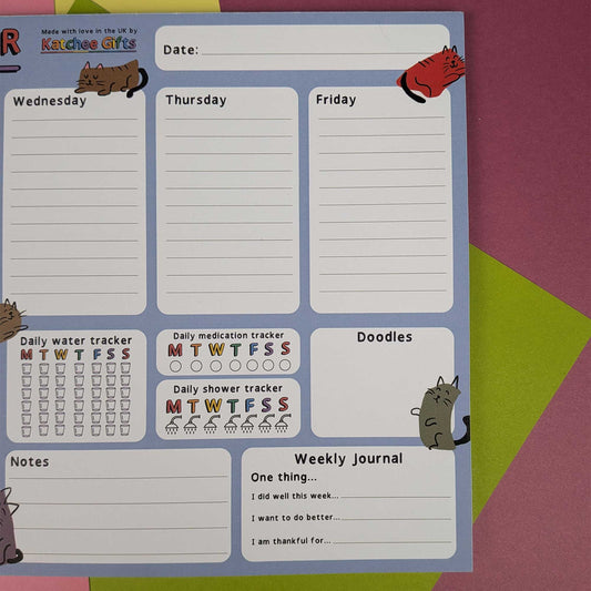 A4 Weekly planner desk pad - cats theme