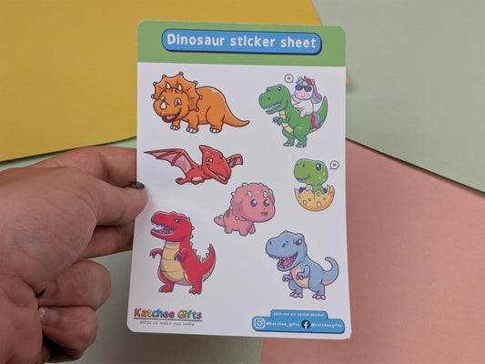 Dinosaur sticker sheet, Planner, Journal, Scrapbooking stickers