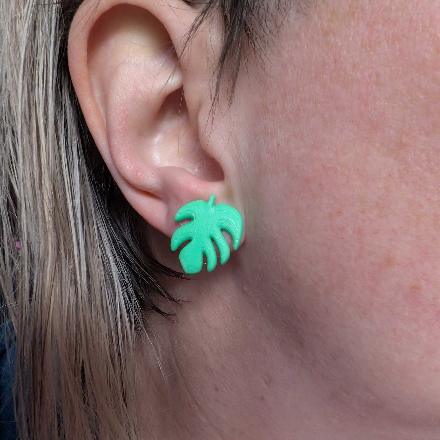 Monstera leaf stud earrings