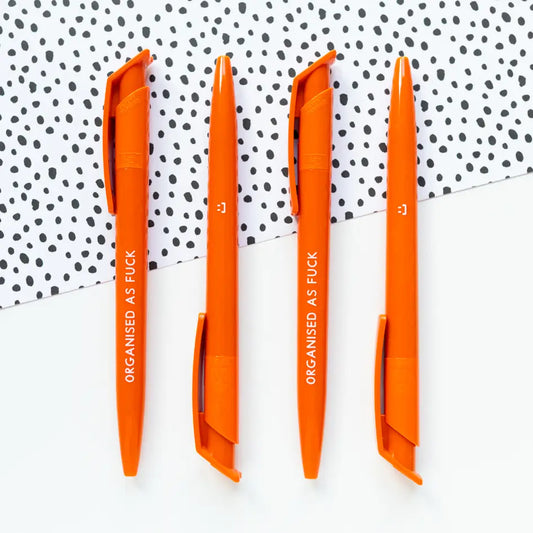 Organised As Fuck Orange Recycled Eco Ballpoint Click Pen