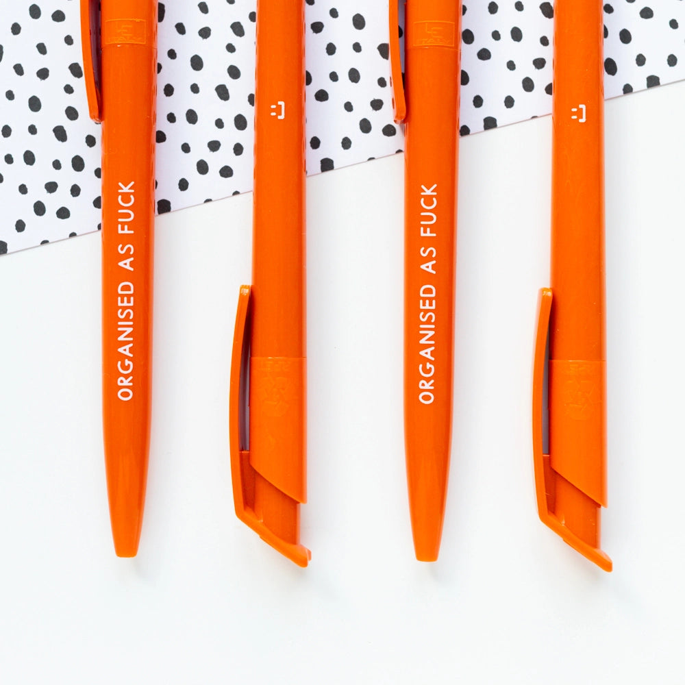 Organised As Fuck Orange Recycled Eco Ballpoint Click Pen