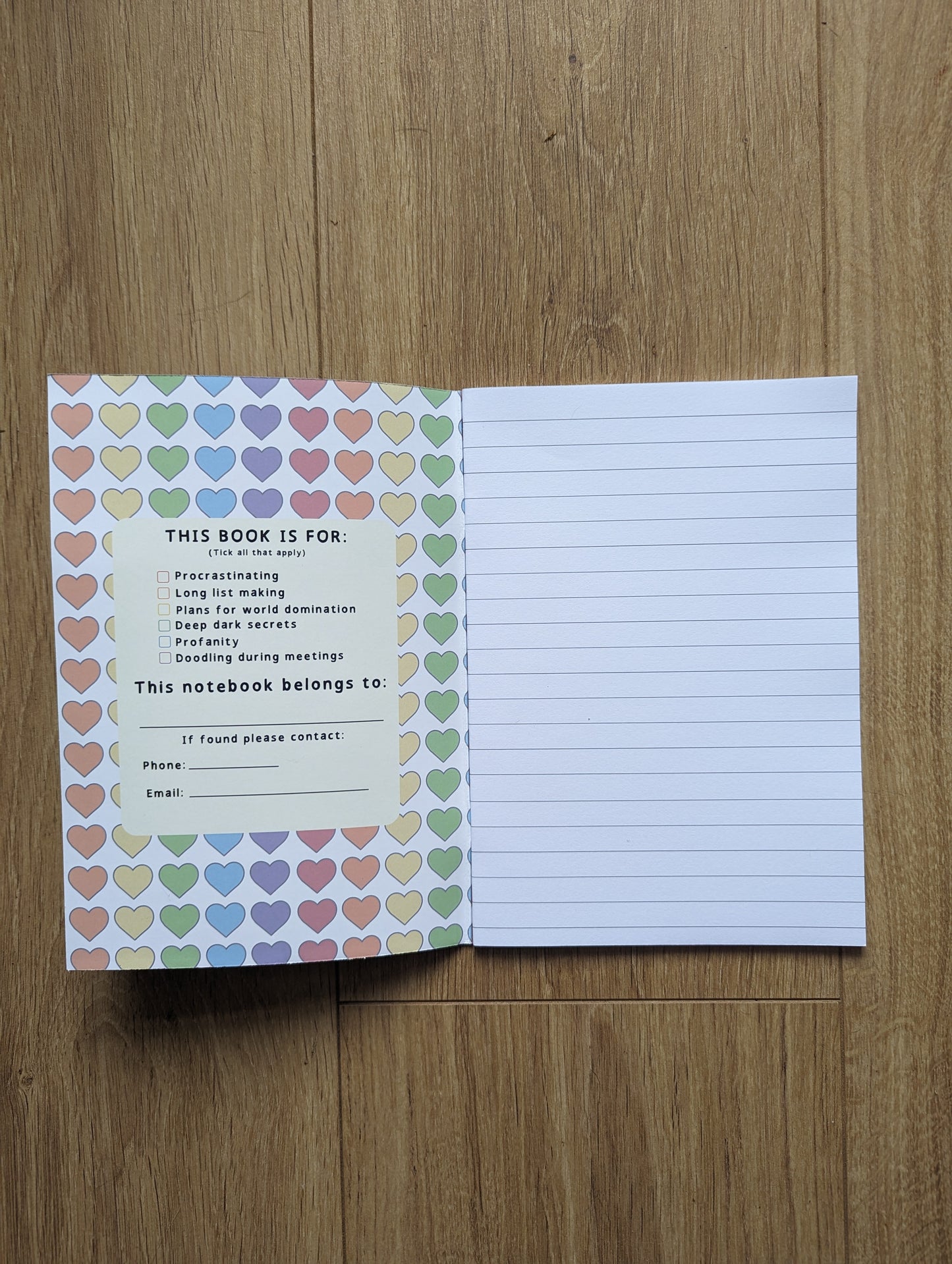 Hearts notebook - A5 or A6