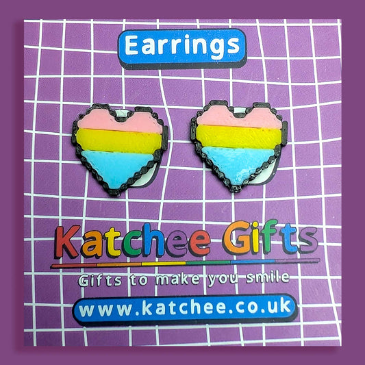 Pansexual flag earrings | pixel heart