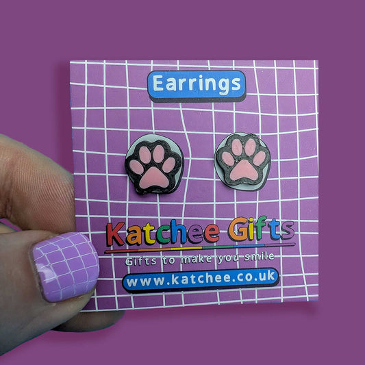 Paw print stud earrings
