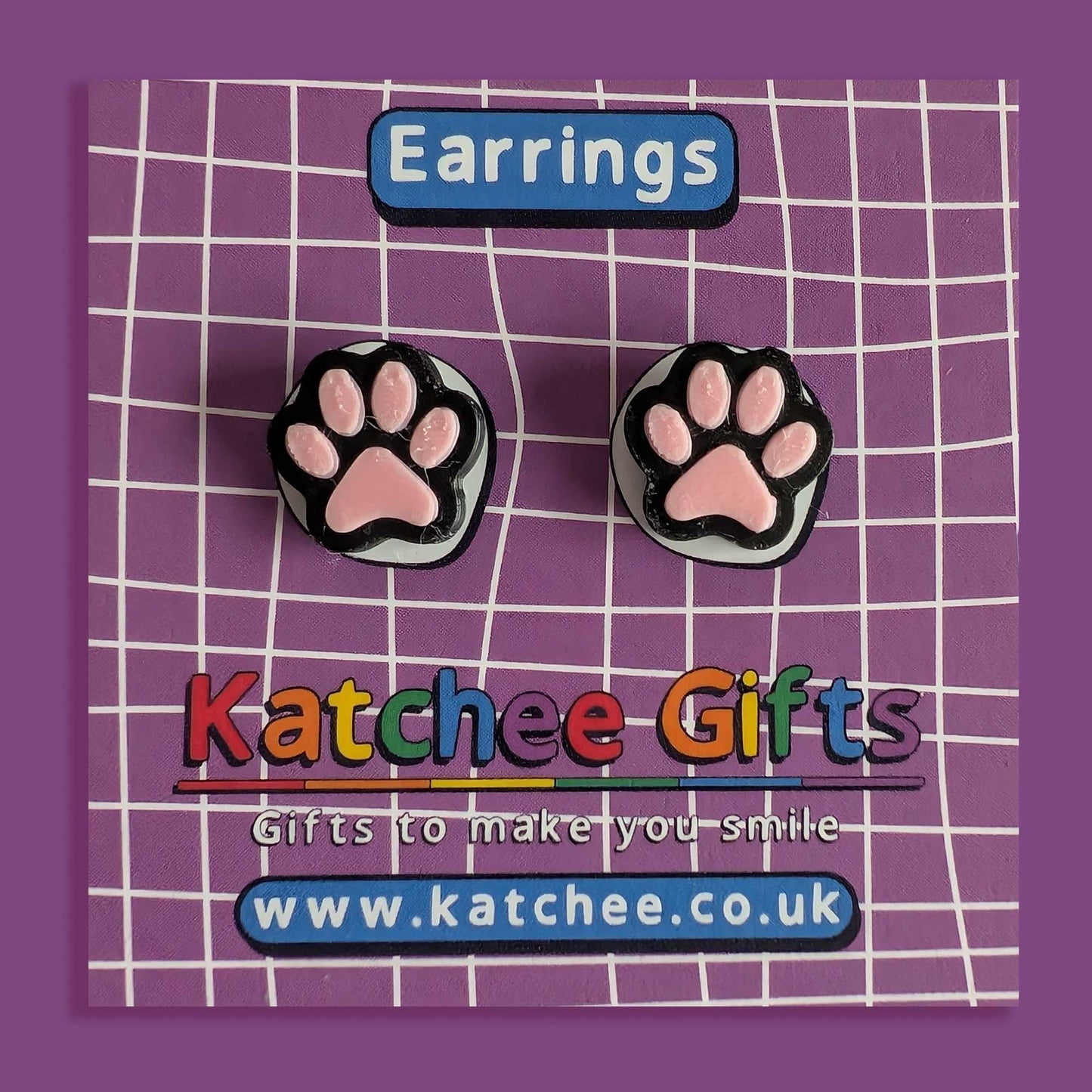 Paw print stud earrings