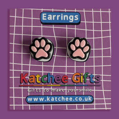 Paw print stud earrings