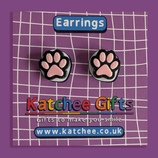 Paw print stud earrings