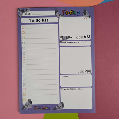 Pigeon themed A5 daily planner - PRINT ON DEMAND