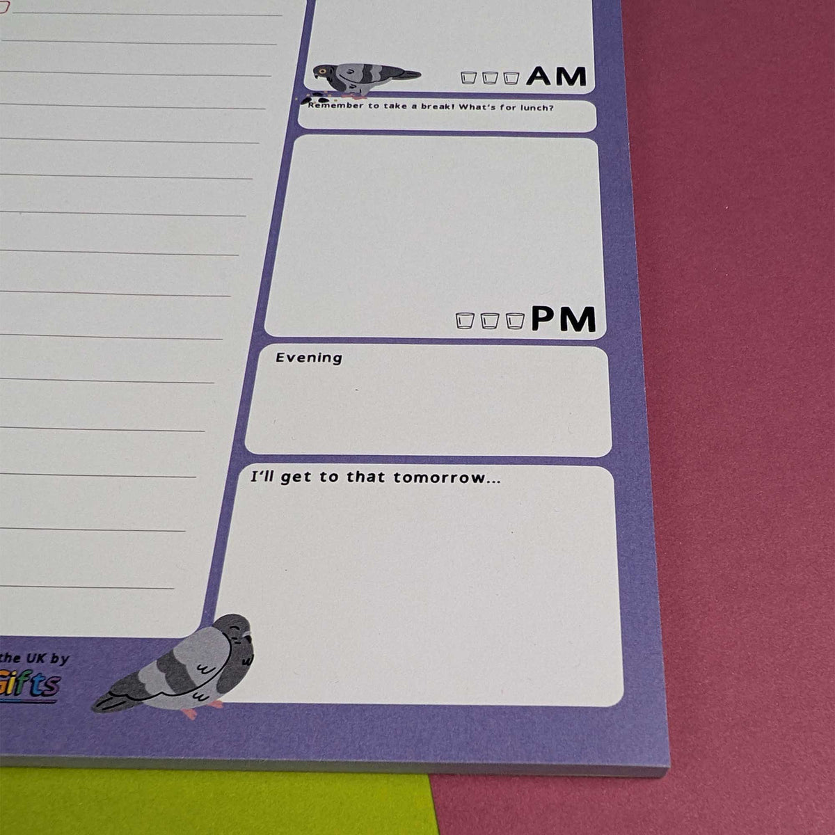 Pigeon themed A5 daily planner - PRINT ON DEMAND