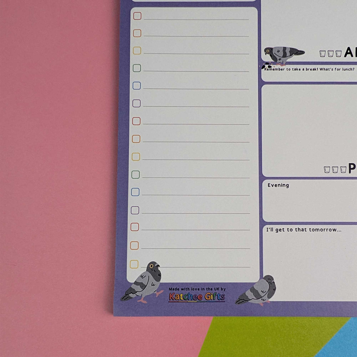 Pigeon themed A5 daily planner - PRINT ON DEMAND