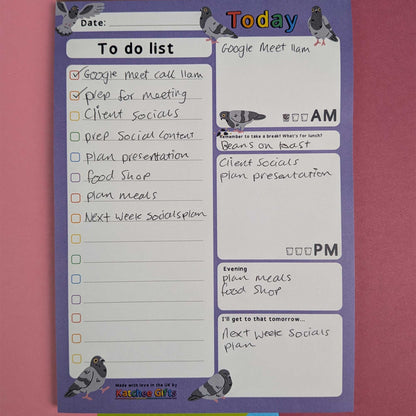 Pigeon themed A5 daily planner - PRINT ON DEMAND