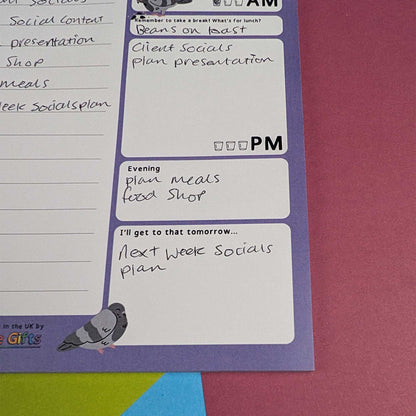 Pigeon themed A5 daily planner - PRINT ON DEMAND