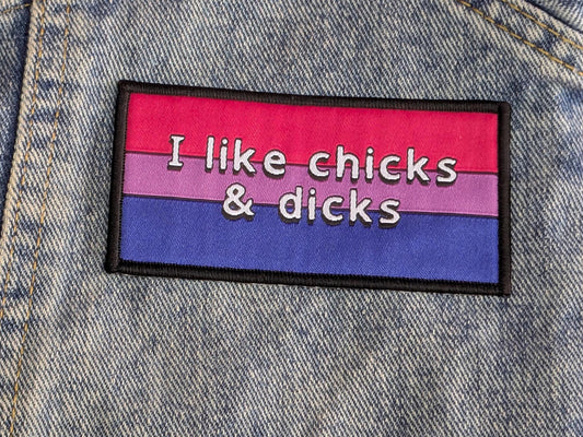 I like chicks and dicks iron-on patch