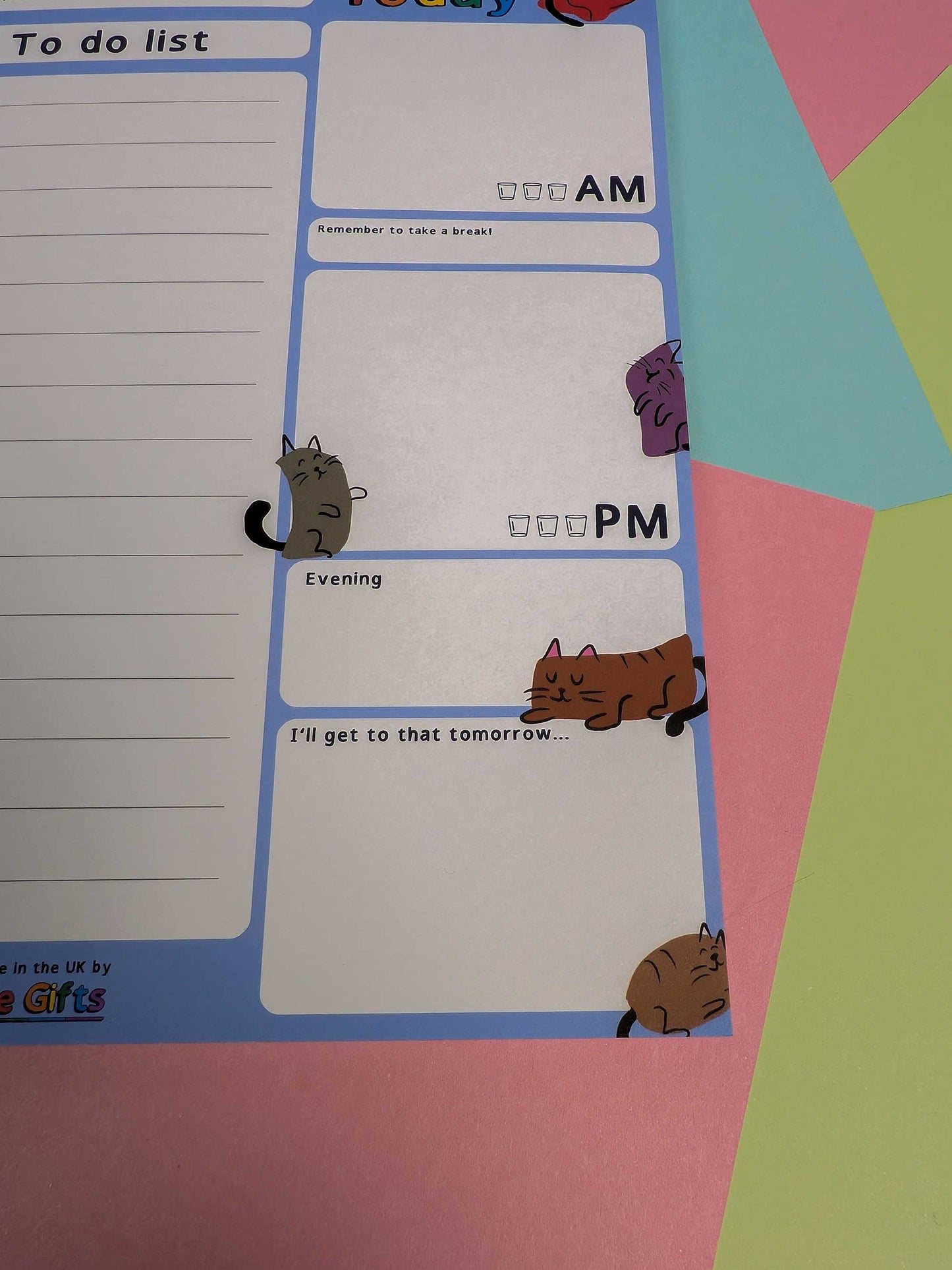 To-do list with cartoon animals on a colorful background