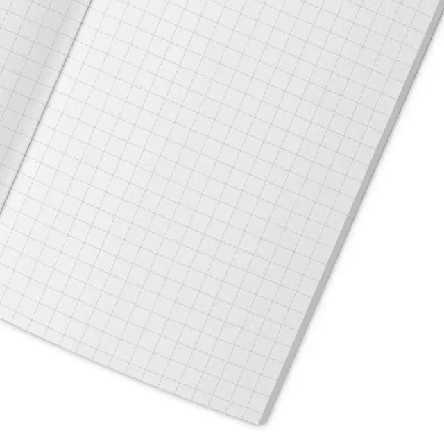 White graph paper sheets with a light gray grid pattern, shown at an angle on a white background.