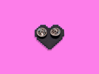 Lesbian flag pixel heart enamel pin