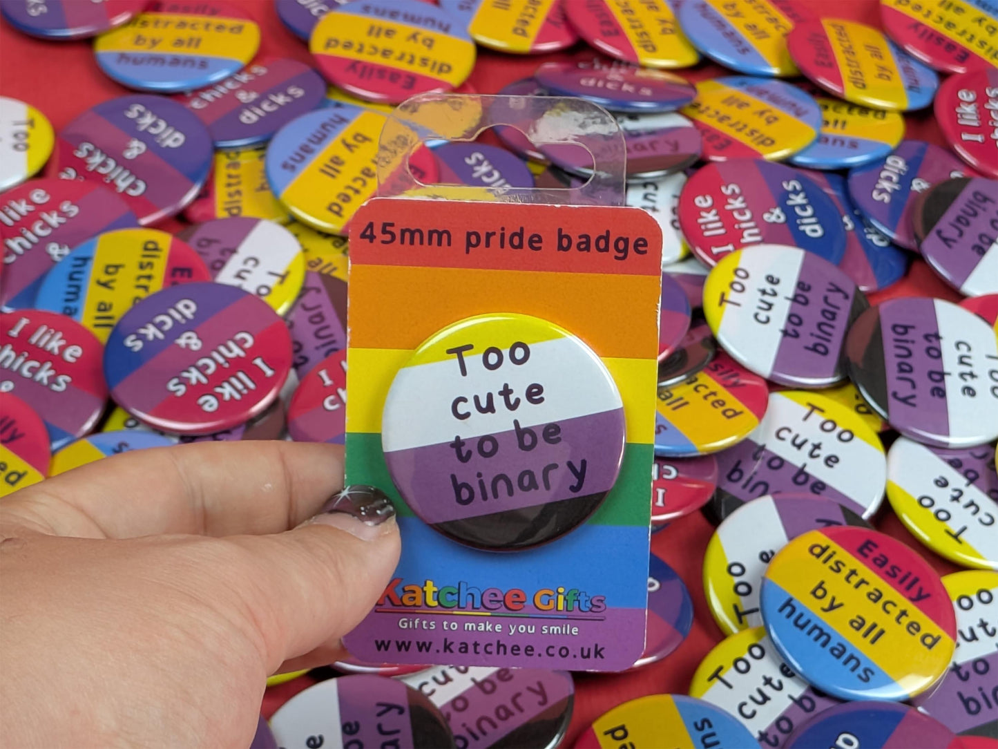 Too Cute To Be Binary pin badge