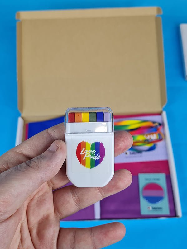 Rainbow facepaint, Bisexual Pride gift box