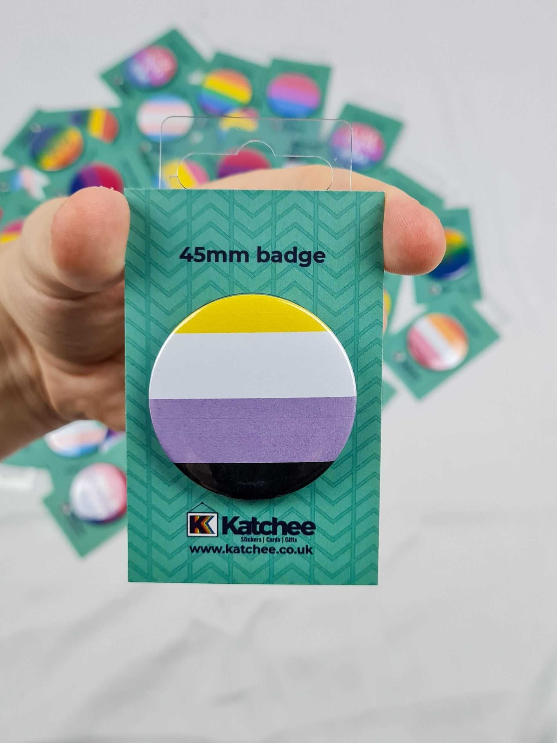 Nonbinary Pride Pin Badge | Nonbinary Flag Badge | 45mm