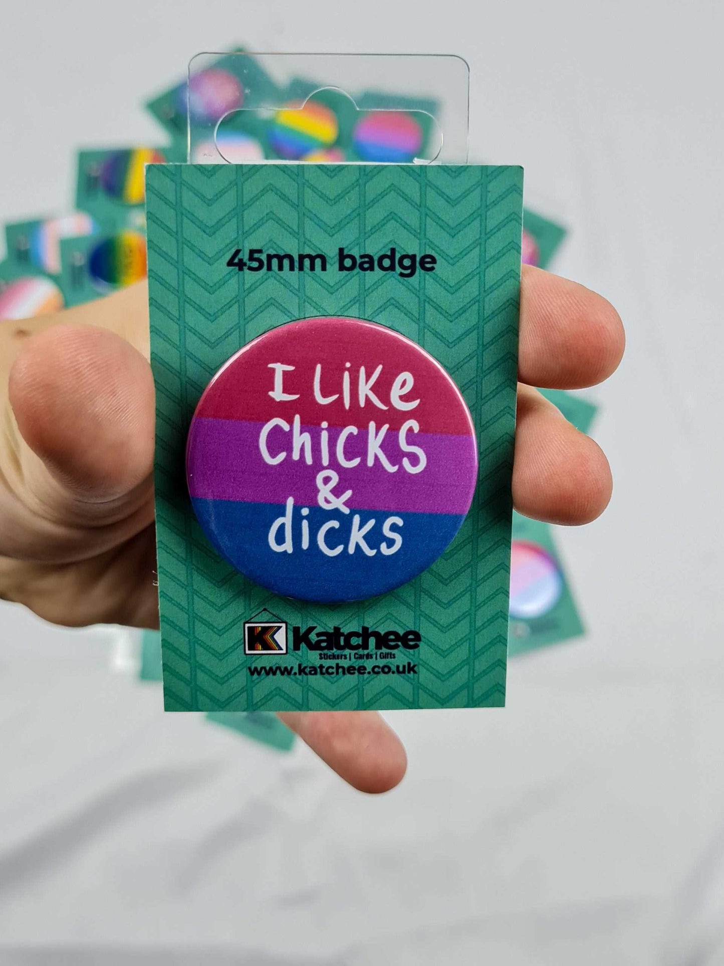 I like chicks and Dicks badge | Bisexual Pride Pin Badge | 45mm
