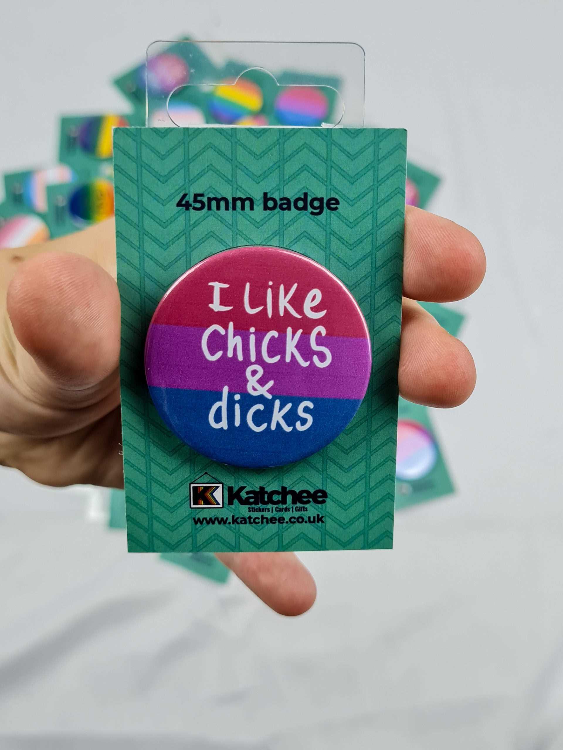 I like chicks and Dicks badge | Bisexual Pride Pin Badge | 45mm