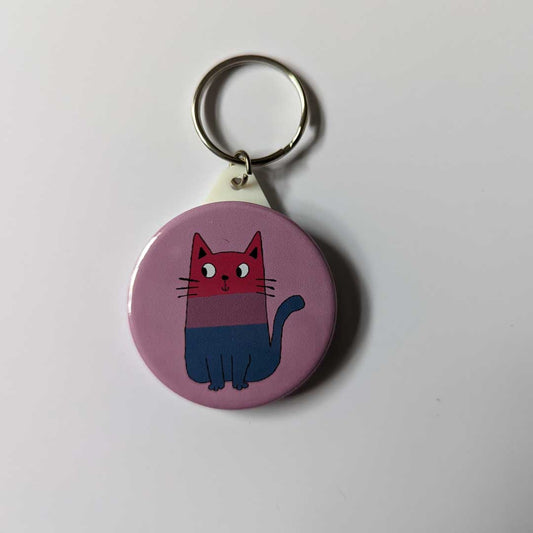 Bisexual pride cat keychain