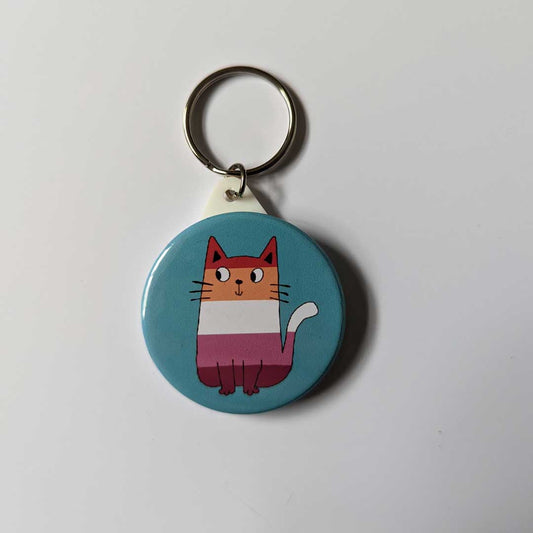Lesbian pride cat keychain