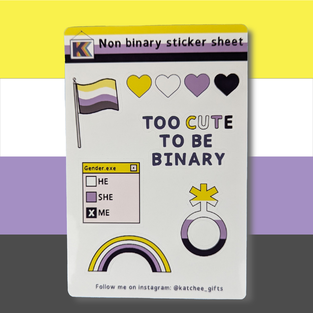 Non Binary Pride sticker sheet