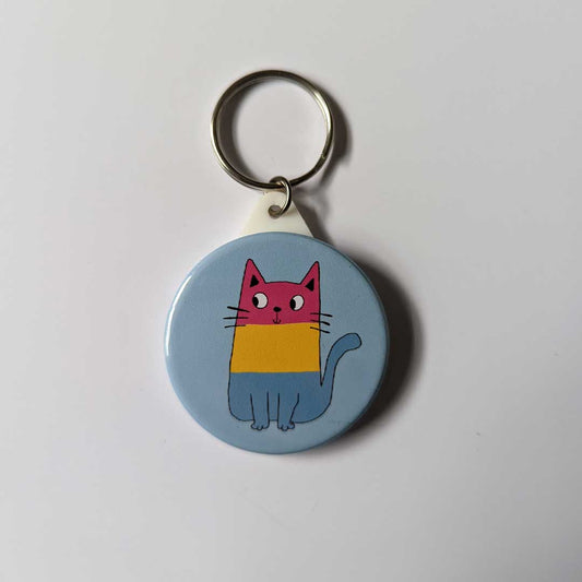 Pansexual pride cat keychain