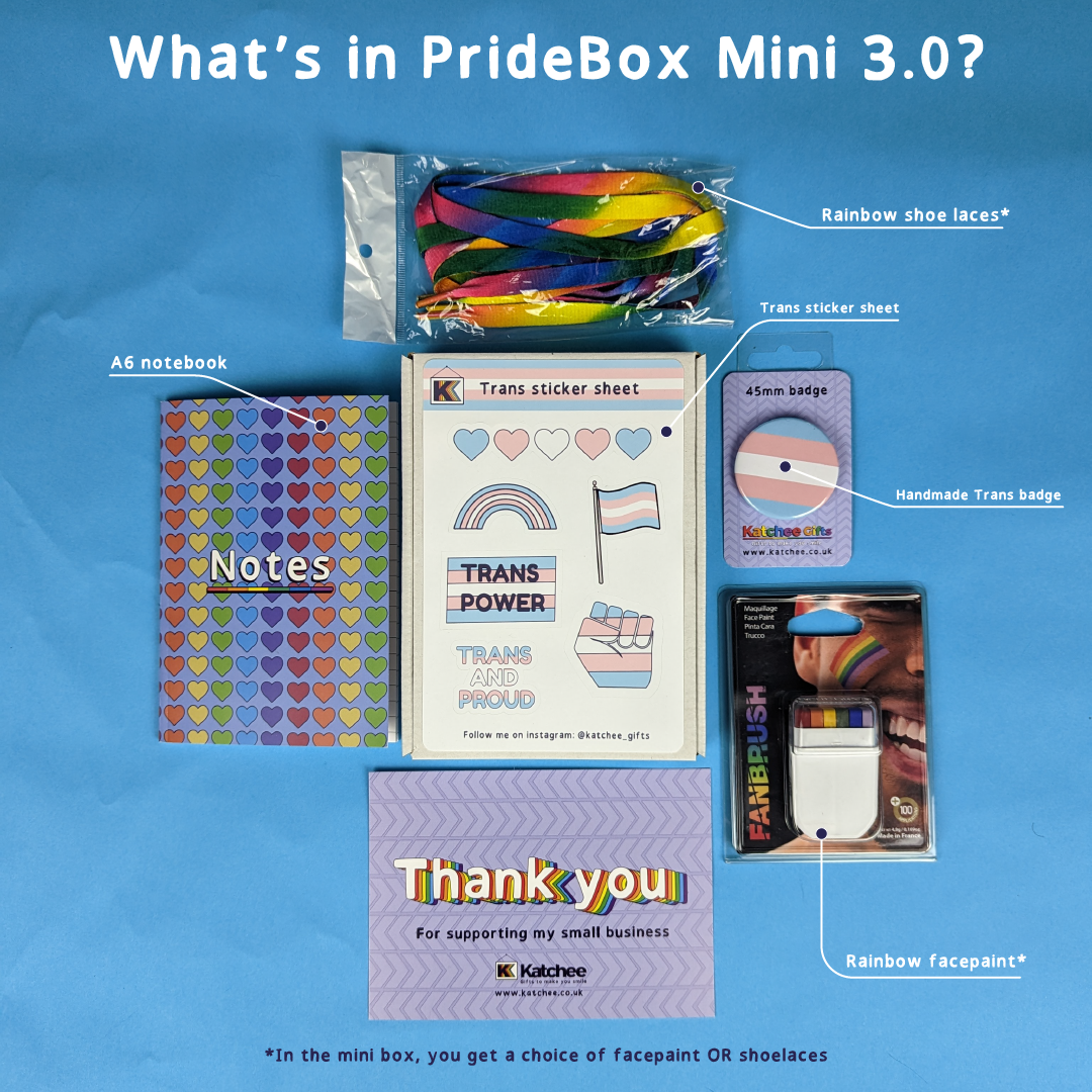 What's in Trans pride gift box, PrideBox 3.0 mini